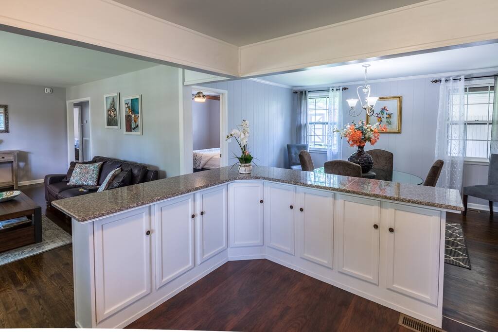 View of living room and dinning room from the kitchen.