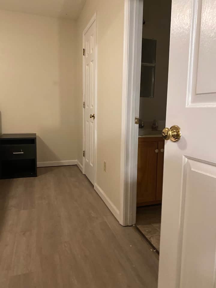 Master bedroom closet and bathroom entrance 