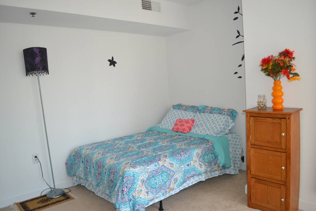 plenty of storage space and simple yet funky ambiance