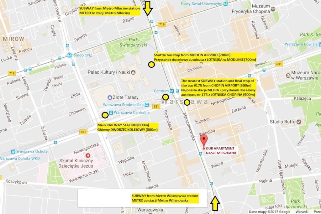 Final stops of all types of transportation are within walking distance.
Z końcowych przystanków wszystkich rodzajów transportu można dojść pieszo.