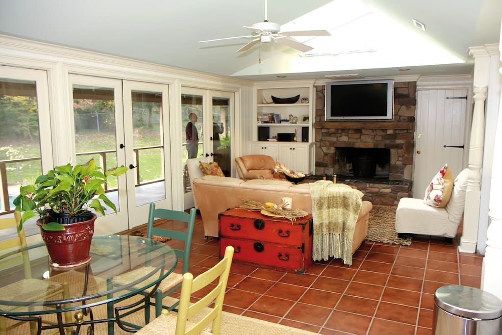Open family room and dining table