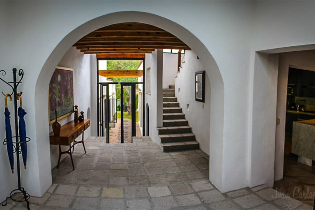 View from the front door. Den #1 to the left; Kitchen is to the right