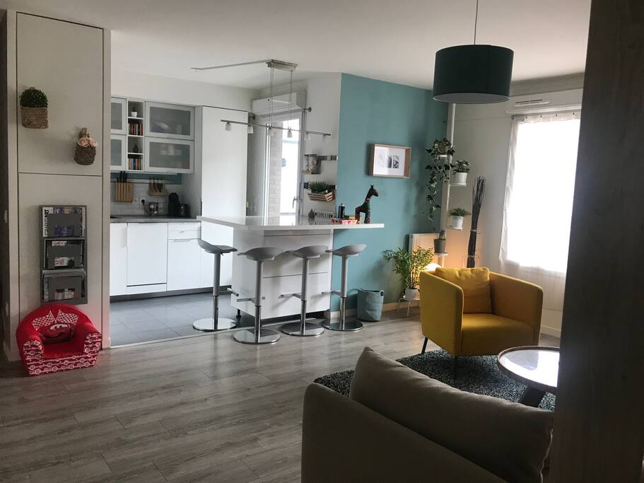 Salon et cuisine ouverte