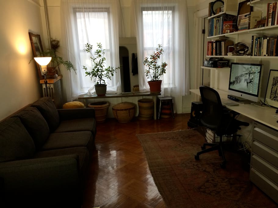 the living room with mood lighting