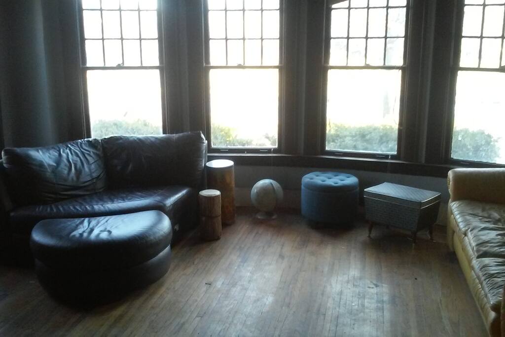 Bedrooms 1, 2, 3 are on first floor with this living room.