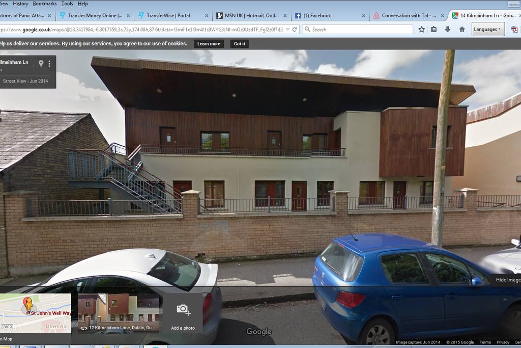 External view of St John's Well Way, Kilmainham Lane. Apt 65 is apartment on ground level on far left slightly obscured by stairwell.