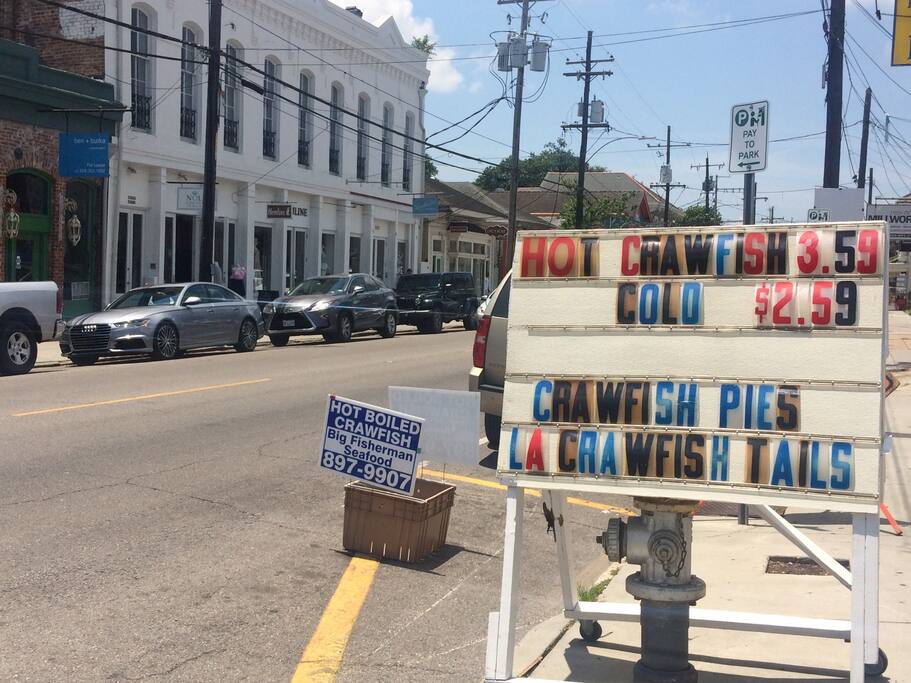 Our section of Magazine Street is one block from a grocery store, drug store, and, yes, even a place to get crawfish.