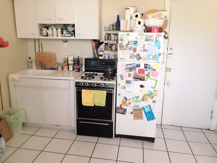 Write a note! See who's visited. Try one of the MANY types of drinks in the fridge.