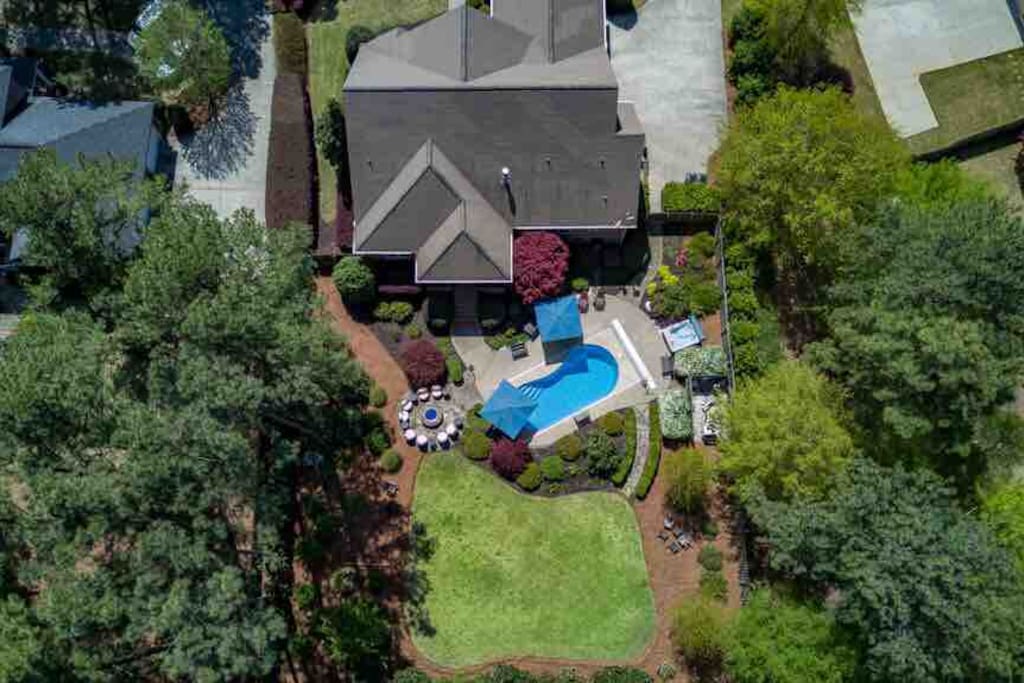Aerial view of back yard