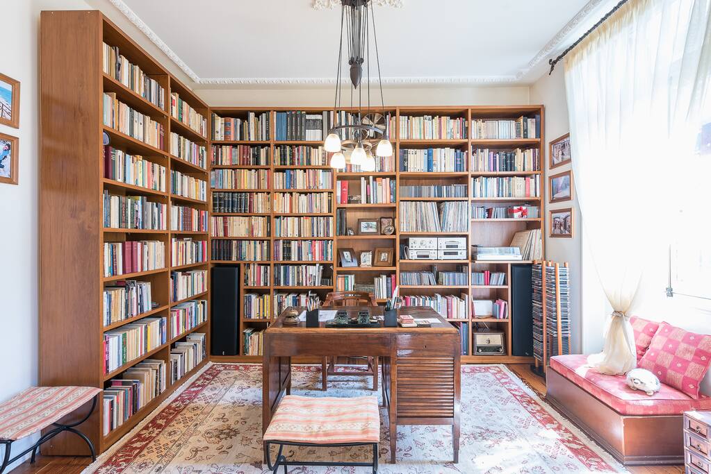 The office and the library.