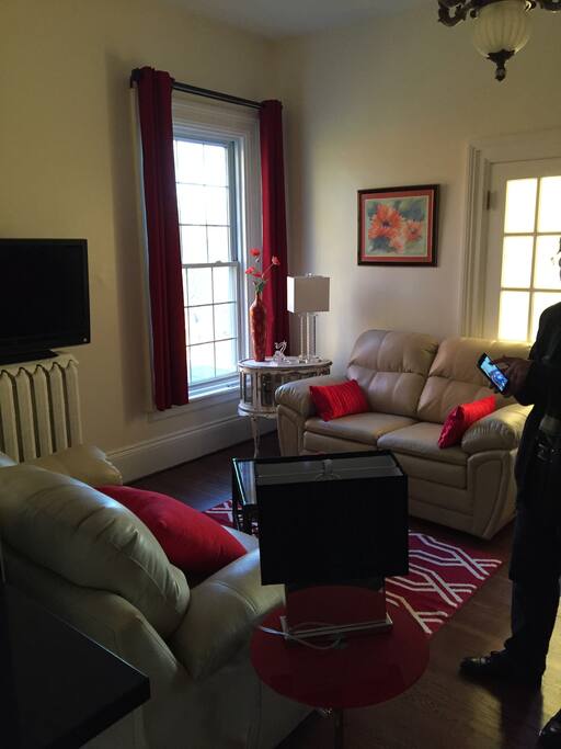 picture taken from the kitchen into the livingroom