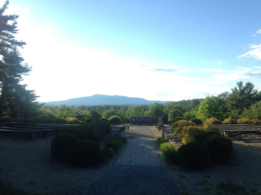 Scenic views of Mt Monadnock from nearby Cathedral of the Pines.
