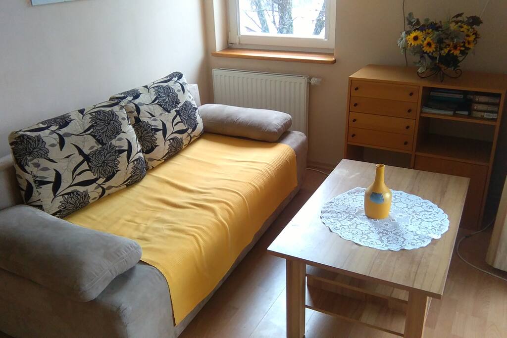 Rozkładana sofa dla 2 osób.