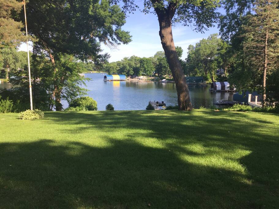 Massive backyard. Home includes dock for your boat. Lakefront.