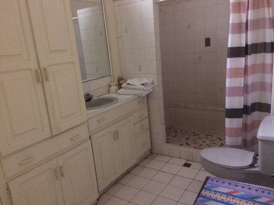 Full bathroom and walking closet. Baño completo y clóset.