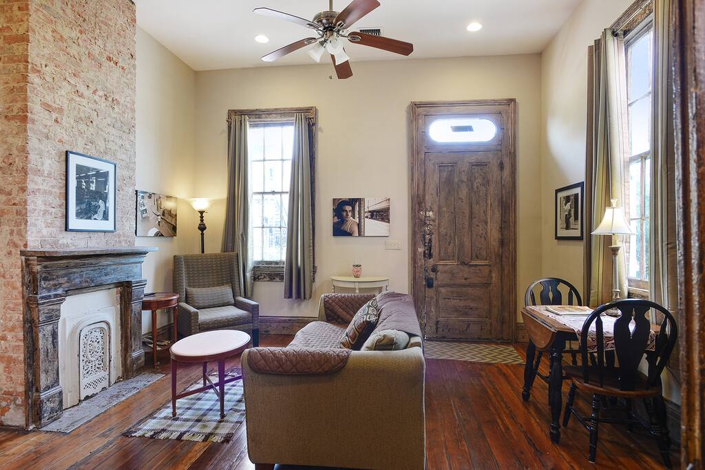 Living room. 12 foot ceilings throughout the whole house.