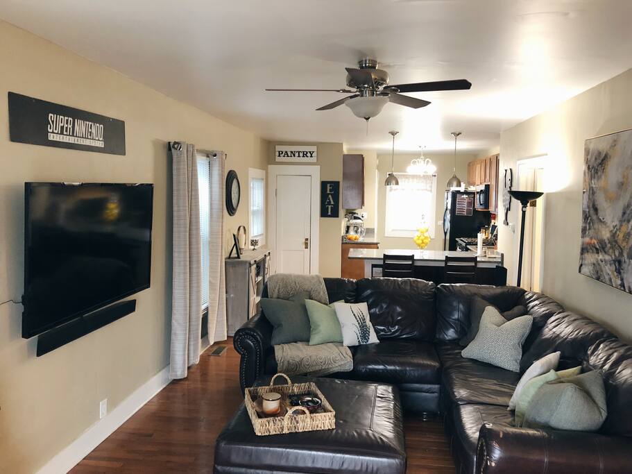 Cozy living room with 60" TV and the world's most comfy couch!
