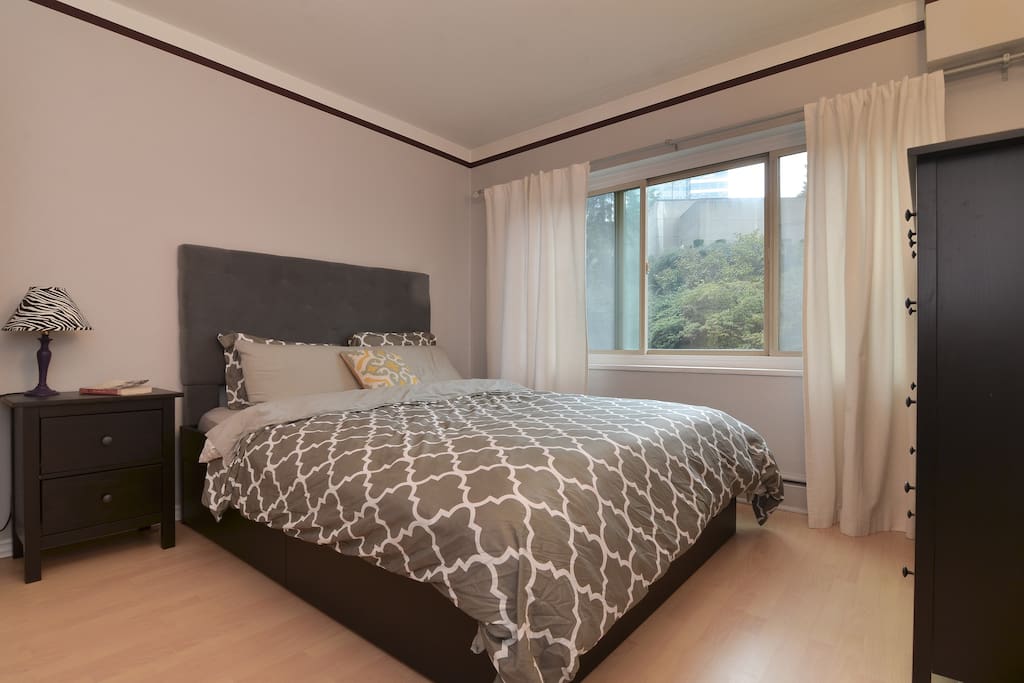 Fall asleep on a memory foam mattress, pillows, and down comforter
