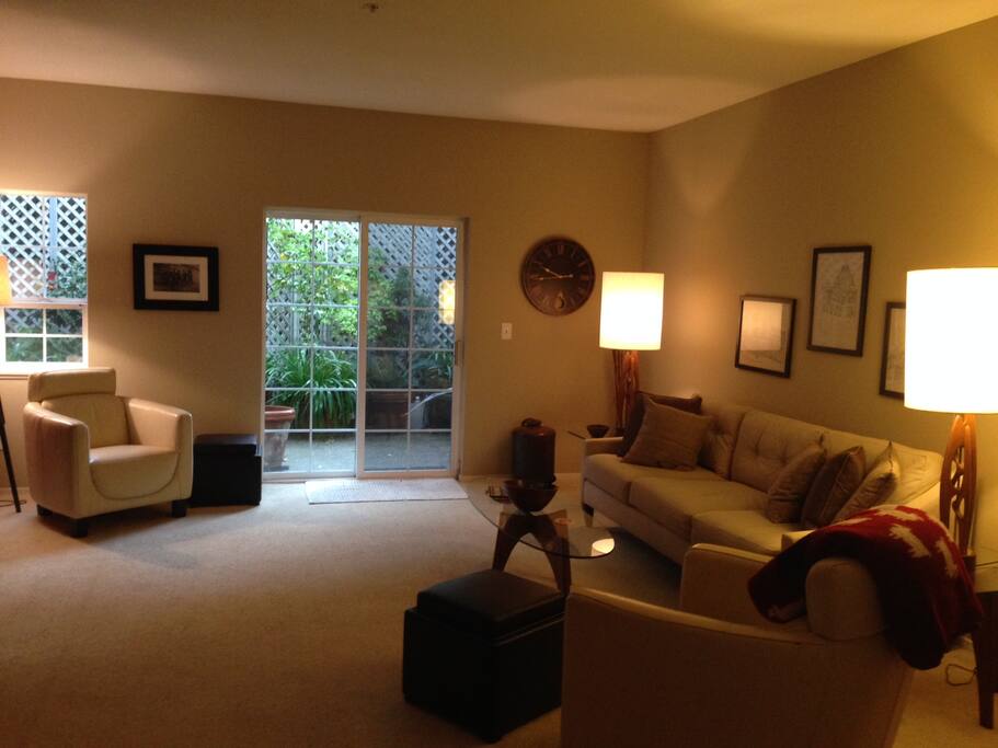 Living room area, with view of back patio