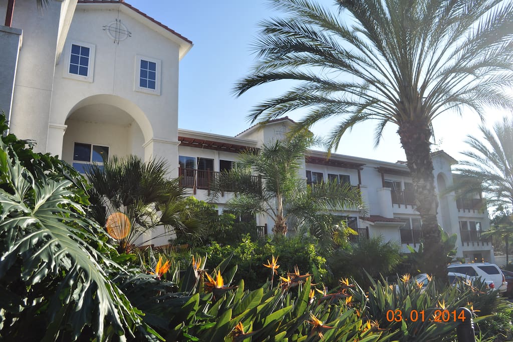 Tropical gardens greet you at entrance.