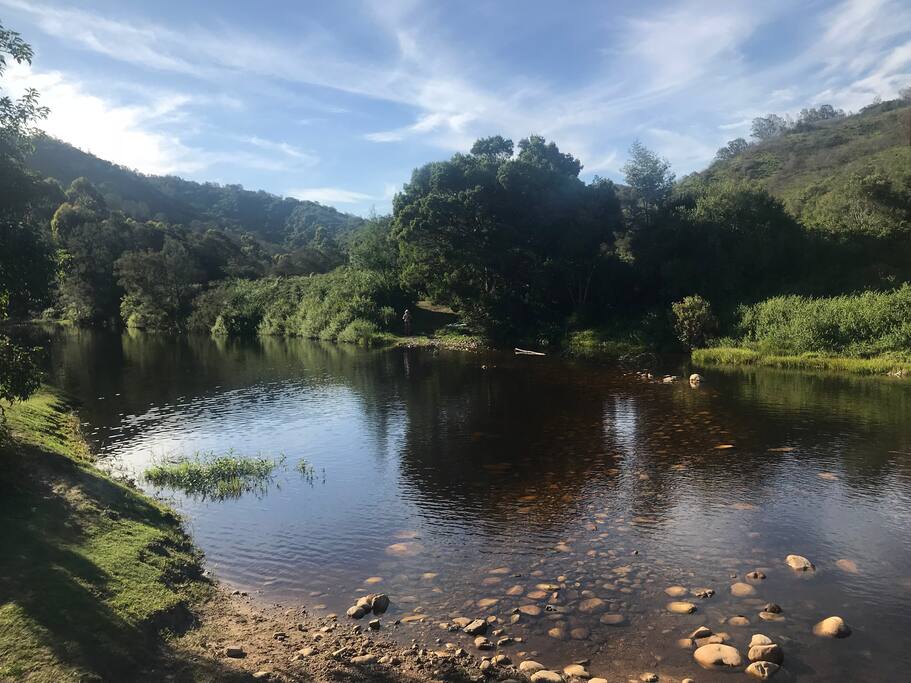 Beautiful, natural River flowing thru the Farm. Fresh, clean Water and great for swimming and tubing.