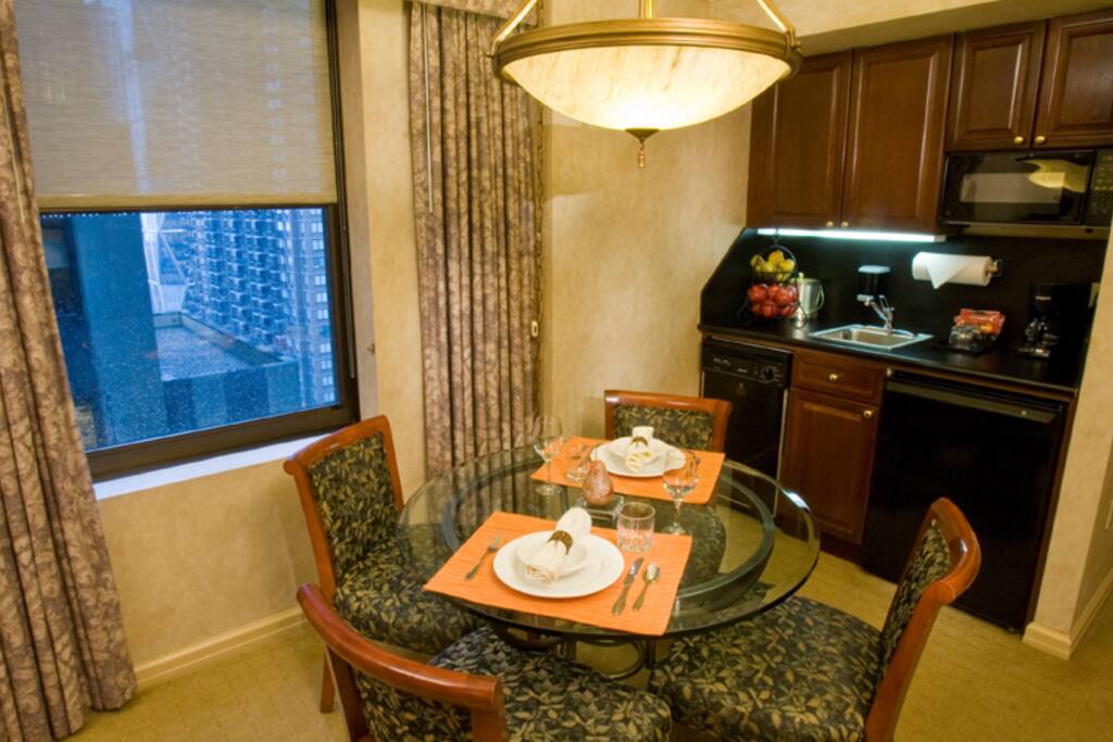Dining area off as part of the living space.