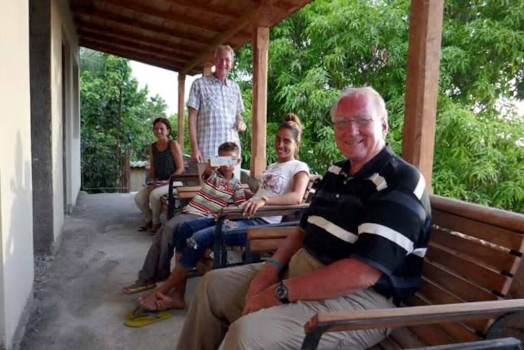 Guests having a good time on
balcony