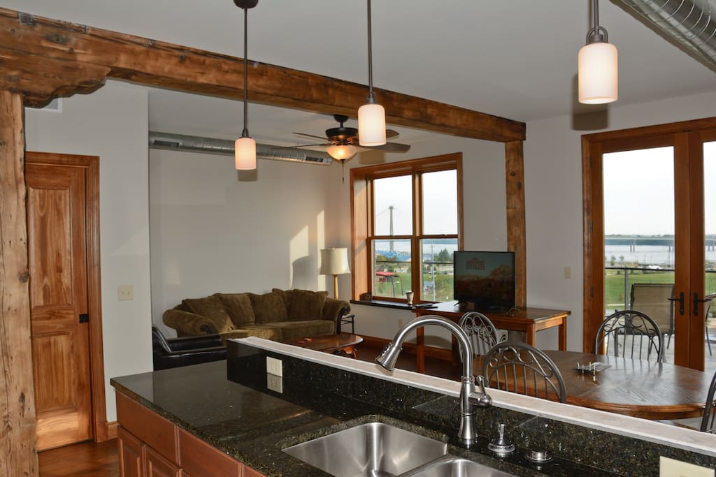 Granite counters; living space