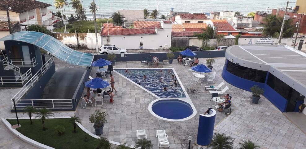 A Nossa acomodocao e otima e vista mar 4 andar!