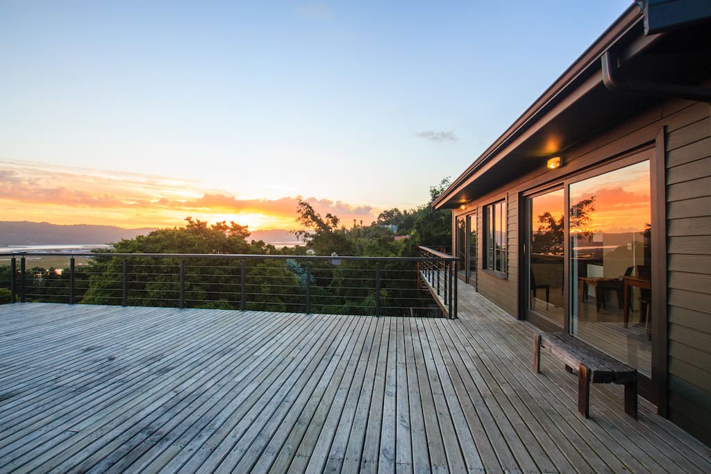 Exquisite sunrises & sunsets from one of the decks alongside the dining room.