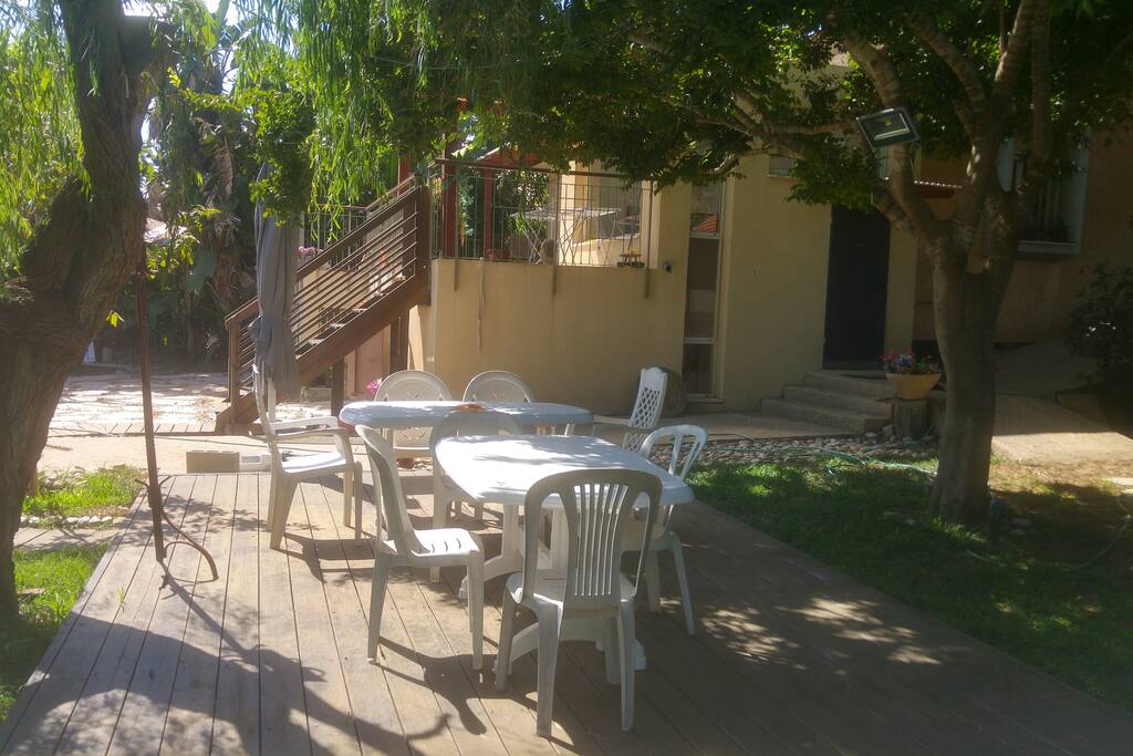the deck next to the pool