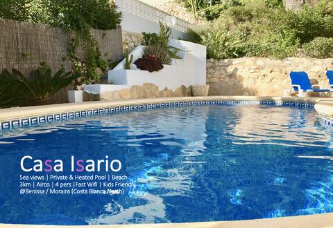 Charming villa in Montemar with sea views + pool