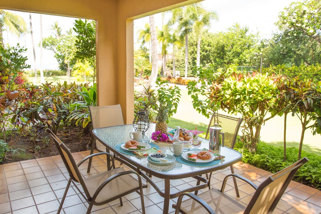 Enjoy your oceanview and tropical surroundings while eating and grilling on your private lanai.