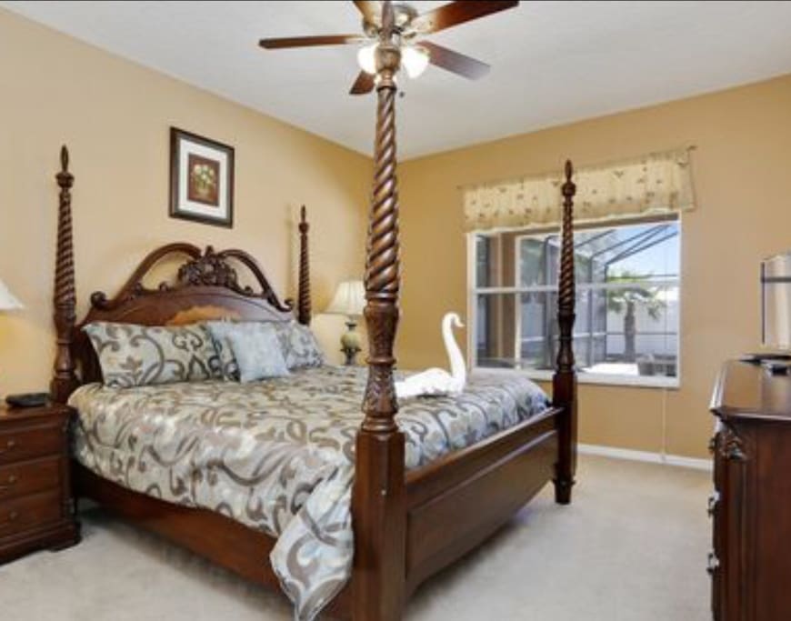 Downstairs Master with King bed and private Master Bath.