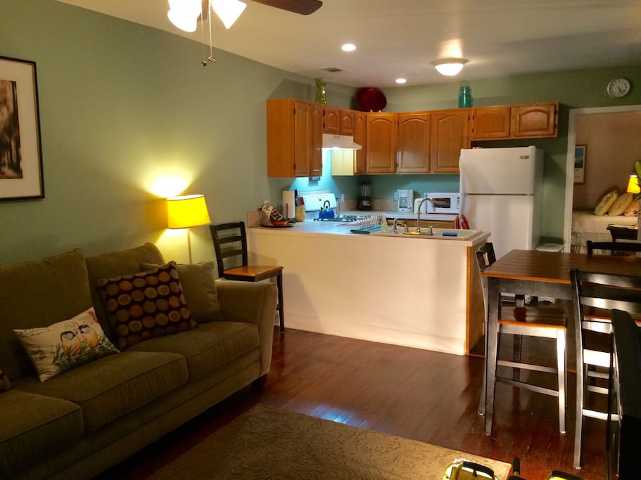 Open living room and kitchen.