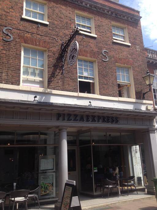 My flat is situated right in the middle of the high st with the yummy pizza express right below