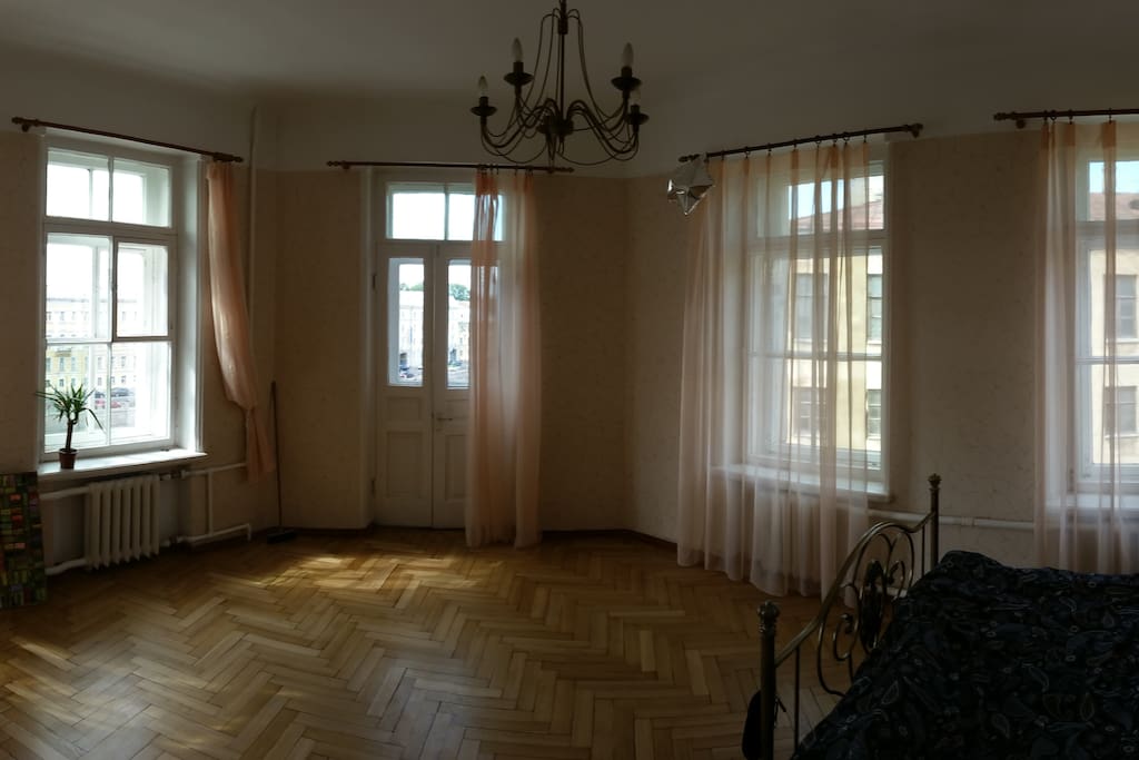 Balcony looks out over historic Fontanka river