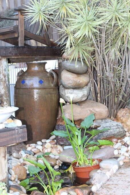 The water feature outside your room