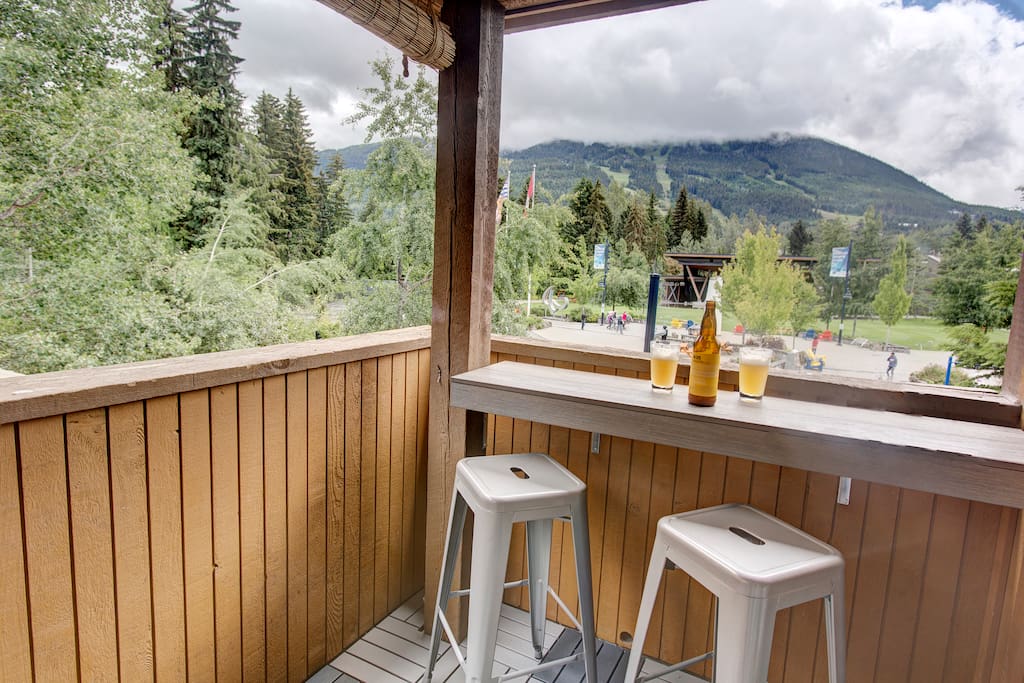 Killer views of Whistler and Blackcomb mountains and Olympic Plaza
