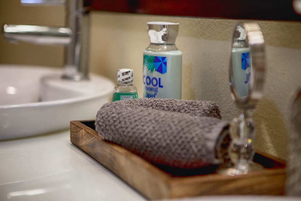 Incase you forget something, toiletries provided to enhance your stay.
