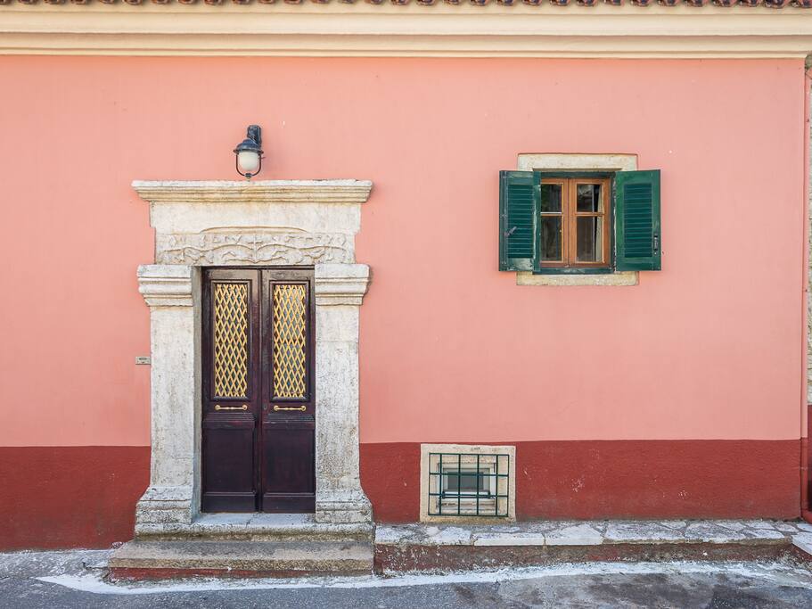Original stone carved entrance from 1863