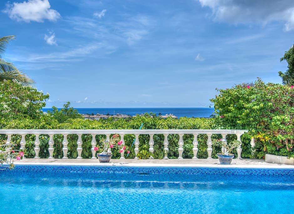 View of the sea from the pool