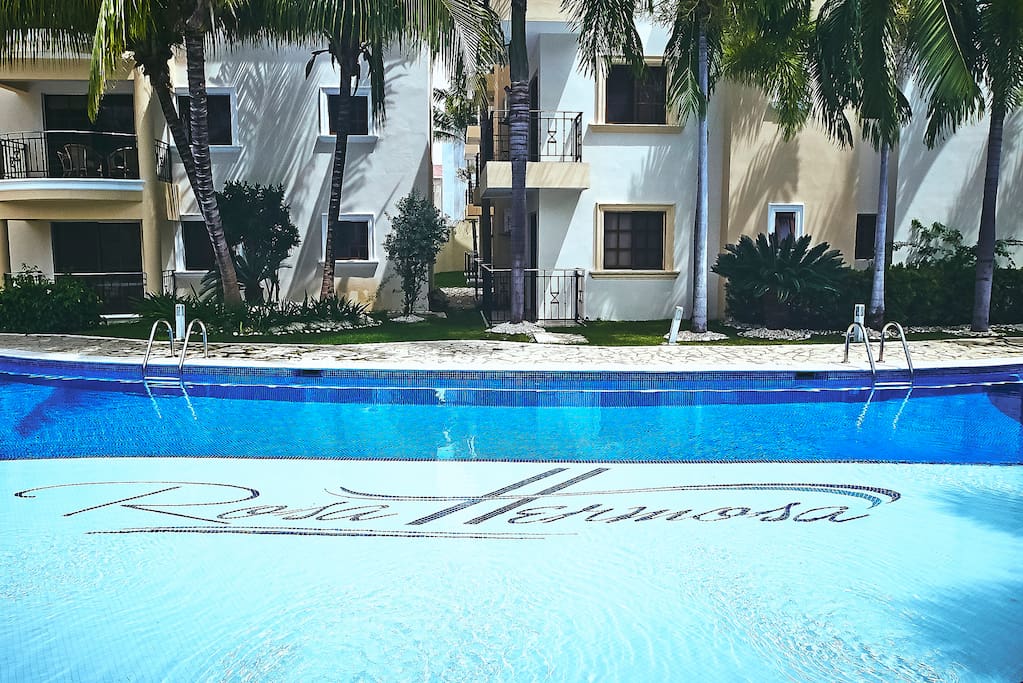 Sunbathe by the huge clean residence pool, lay on the sunbeds and have total relaxation