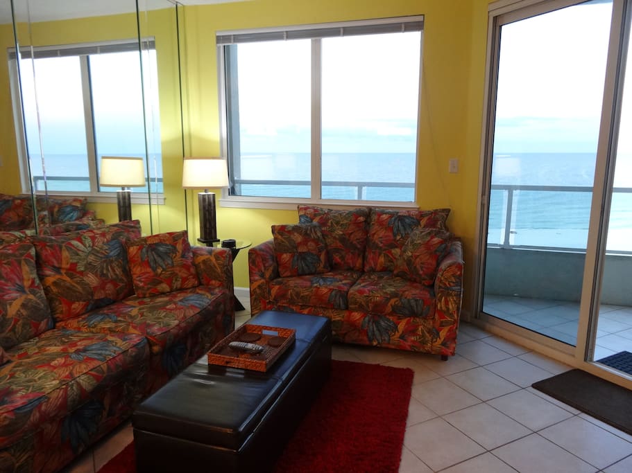 Living Area With Queen Sofa Sleeper Opens Onto Gulf Front Balcony.