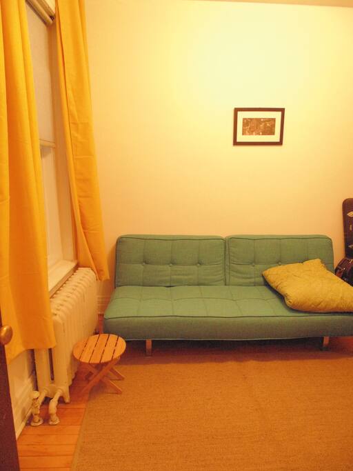 Bedroom 10ft x 10ft. Sofa bed reclines to double bed