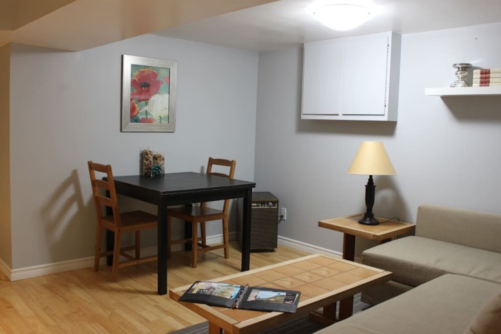 Dining space - table expands to accommodate up to 6 people, additional seating available if needed