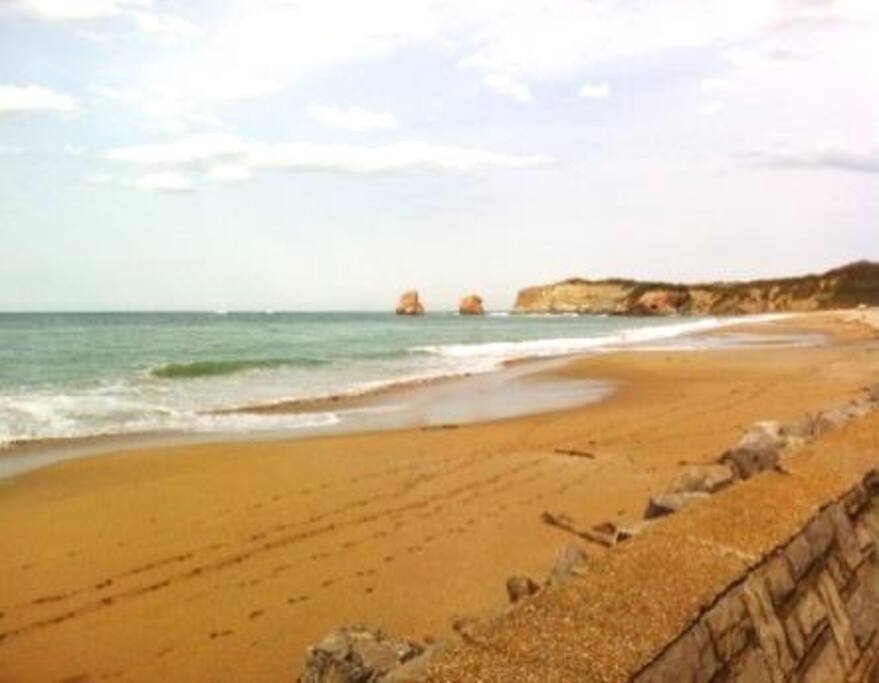 Vue sur "Les Deux Jumeaux" et l'immense plage d'Hendaye