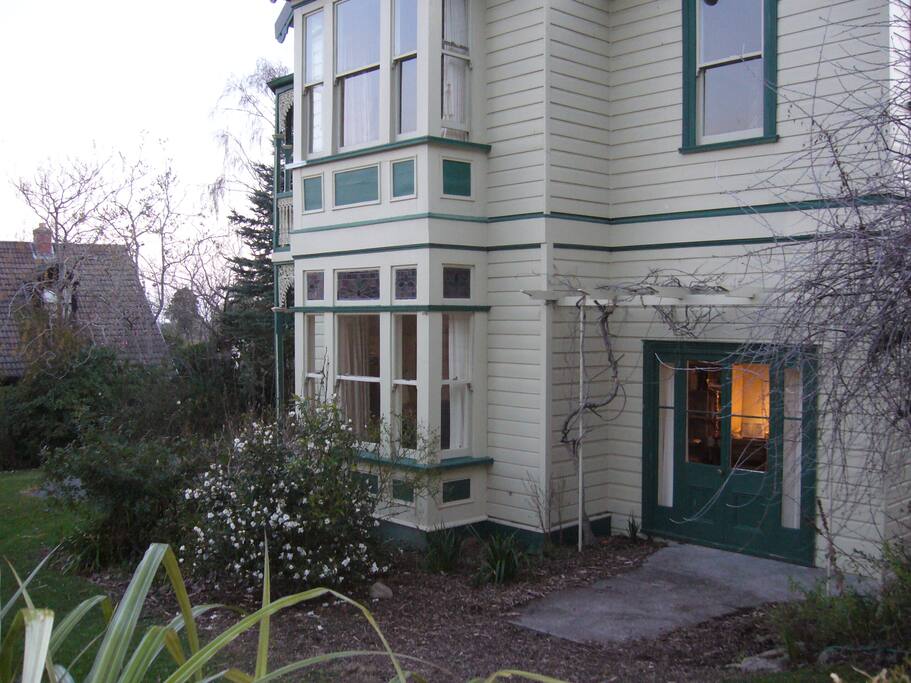Double bay window and French doors