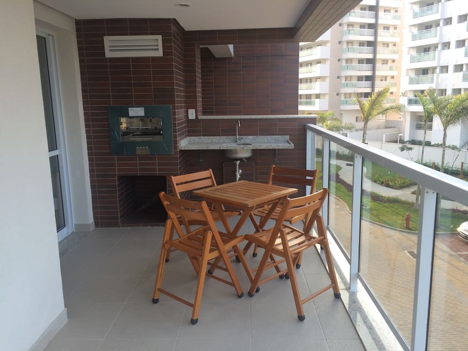 Balcony with barbecue machine