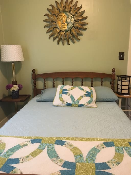 Firm memory foam mattress on double bed.